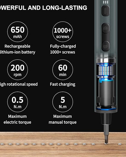STREBITO Electric Screwdriver 155 in 1 Mini Electric Screwdriver Set, Max 5 N.m, 140 S2 Magnetic Bits, 3 Torque Settings, 650mAh Power Screwdriver Cordless Rechargeable, Repair Tool Kit for PC Phone
