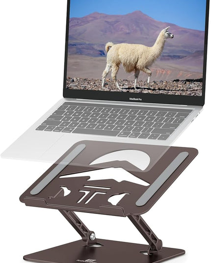 Laptop Stand, Ergonomic Adjustable Computer Stand for Collaborative Work, Foldable and Portable Heat Sink Computer Stands, Fits up to 15.6-inch Laptops (Coffee Brown)