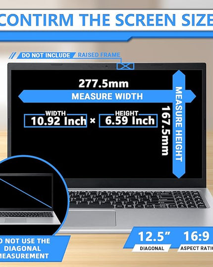 ZOEGAA Magnetic 12.5 Inch Laptop Privacy Screen Filter, for Removable & Reusable 16:9 Widescreen Display Laptop Privacy Screen 12.5 inch and Anti-Spy Anti-Blue Light Anti-Glare Protector