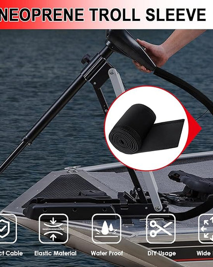 1 PCS Trolling Motor Cable Organizer Sleeve, 60" L Neoprene Troll Sleeve Trolling Motor Wire Cover, Cable Management Sleeve Wrap for Cover Wire and Extension Cords