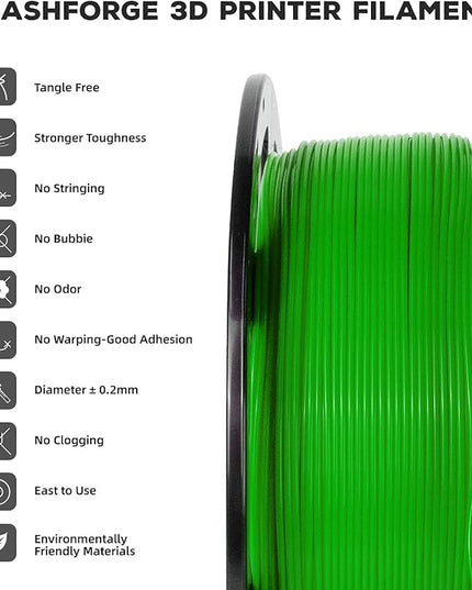 FLASHFORGE PLA Filament 1.75mm, 3D Printer Filament 1kg (2.2lbs) Spool, Dimensional Accuracy +/- 0.02mm, 3D Printing Filament Easy to Use and Fits for Most FDM 3D Printers (Green)