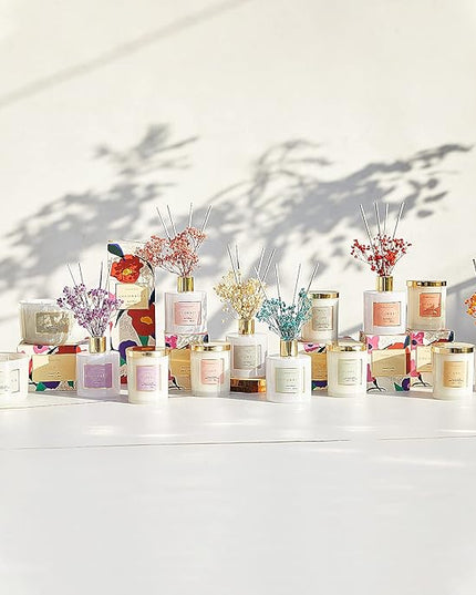 Cocorrína Premium Reed Diffuser Set with Preserved Baby's Breath & Cotton Stick Coconut Lime | 6.7oz Scent Fragrance Oil Diffuser for Bedroom Bathroom Home Décor