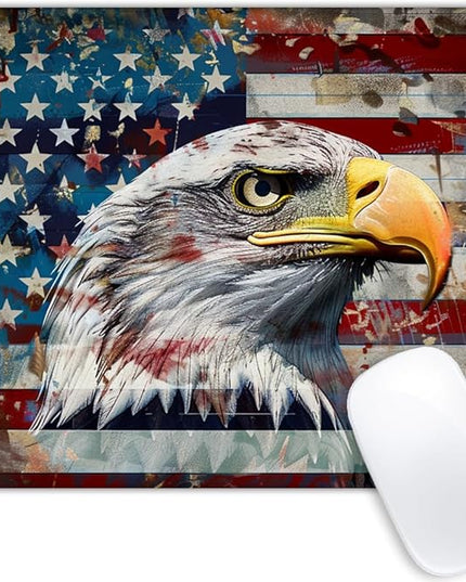 Square Mouse Pad Vibrant Colorful Eagle with National Flag-7,Gaming Mouse Pads for Desk,Soft Computer Waterproof Non-Slip Mouse Mat