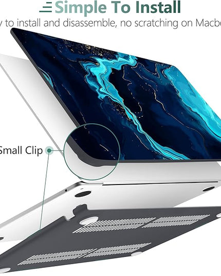 DONGKE for M4 MacBook Air 13.6 Inch Case 2025 2024 2023 2022 Model A3240 A3113 A2681 M3 M2 Chip, Plastic Hard Shell Case Cover with Touch ID for MacBook Air 13 Inch M4 - Blue Marble