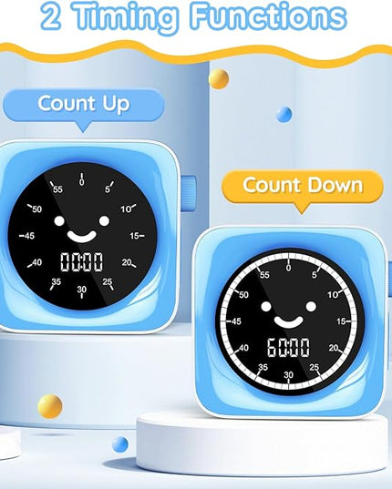 60-Minute Visual Timer for Kids Digital Visual Countdown Timer for Kids Toddler for School Classroom, Time Management Tool with Silent Operation, Blue & White