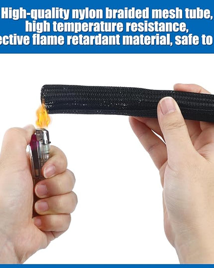 Pangda 50ft Split Wire Loom Tubing Flame Retardant Braided Cable Sleeve Split High Temperature Cable Conduit Auto Wire Conduit for Industrial Electrical Tinsel Automotive Marine(50 Ft, 1/4")