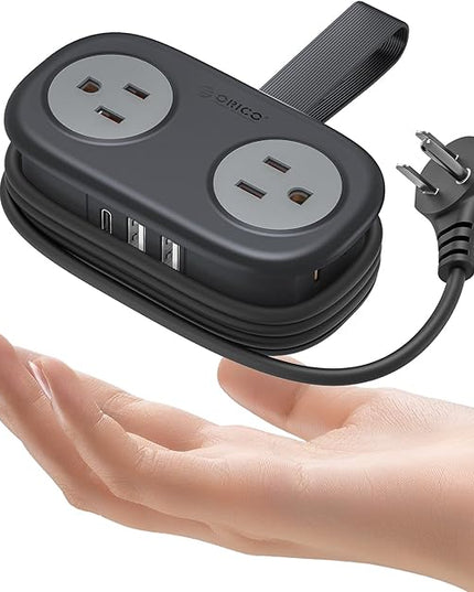 Travel Power Strip, ORICO 4 Outlets 3 USB Ports (1 USB C) with 4FT Wrapped Short Extension Cord Small Power Strip, Compact for Hotel Travel Essentials Cruise Approved-AP3