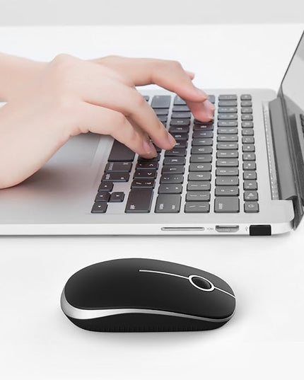 VssoPlor Wireless Mouse, 2.4G Slim Portable Computer Laptop Mouse with Nano Receiver Quiet Silent Optical Mice for Notebook, PC, Laptop, Computer-Black and Silver