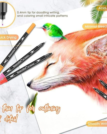 Soucolor Halloween Christmas Gifts for Teen Girls Trendy Stuff, Preppy Stuff for Teen Girls, 24 Colors Dual Tip Brush Markers Pens for Kids Planner Lettering Calligraphy Drawing Preppy School Stuff