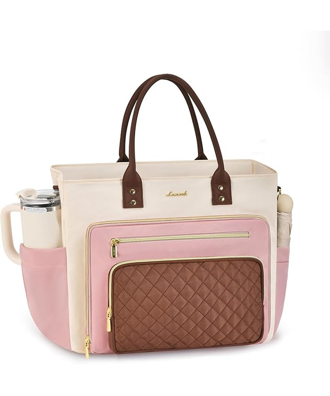LOVEVOOK Teacher Tote Bag for Women Work, Nurse Bags Laptop Bag With Large Cup Holder, Professional Computer Briefcase Business Purses Handbag, Diaper Bag Mother Gift, 15.6 Inch