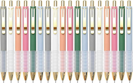 Linbsunne Ballpoint Pens Black Medium Point 1mm with Super Soft Grip Ball Point Pen for Men Women Retractable(gold-18 pcs)