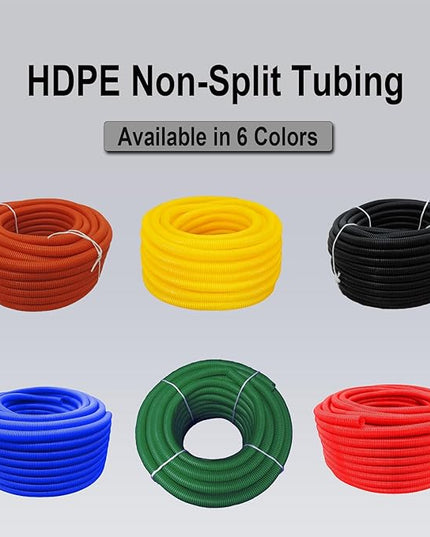 Flexible Polyethylene HDPE Non-Split Corrugated Wire Loom Tubing (Red, 2" Dia. x 100 ft)