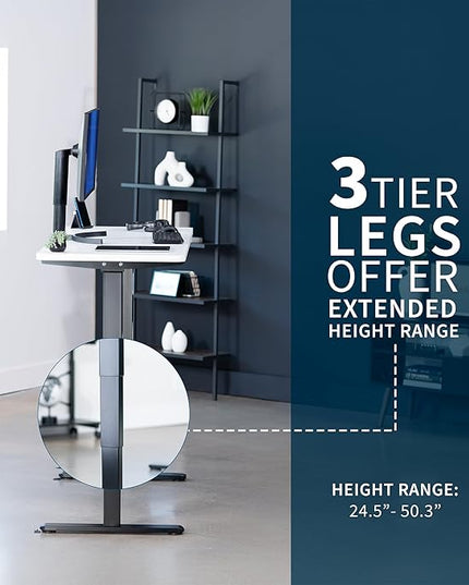 VIVO Electric 55 x 28 in Dual Motor Sit Stand Desk, Memory Height Adjustment, 2B Series, White Top Black Frame, DESK-KIT-2B55W