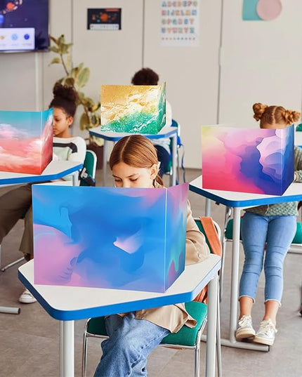 Crtiin 24 Pcs Privacy Folders for Students Desk Dividers Standard School Privacy Cardboard Board Testing Dividers Shield for Classroom Teacher Supplies Keep Eyes from roving(Gradient)