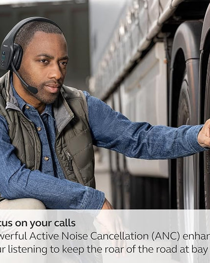 BlueParrott B650-XT Mono Bluetooth Wireless Headphones 96% Noise Canceling Over Head Trucker Headset with Mic, 100% Voice Control, IP54-Rated Protection, Active Noise Cancellation, 36 hrs. Talk Time