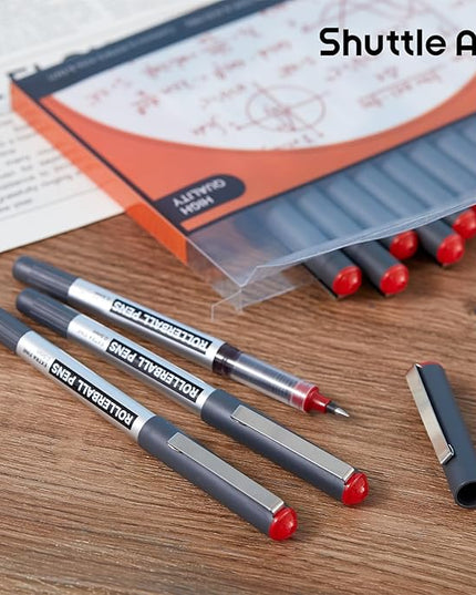 Shuttle Art RollerBall Pens, 25 Pack Red Fine Point Roller Ball Pens, 0.5mm Liquid Ink Pens for Writing Journaling Taking Notes School Office