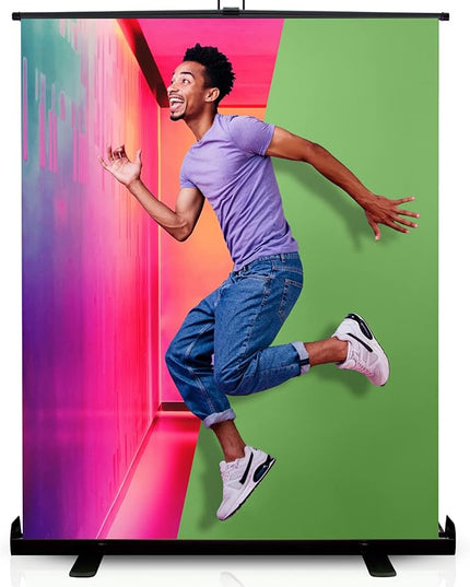 【Wider Style】 KHOMO Gear Green Screen 84 x 84 inch – Extra Large Pull Down Backdrop – Portable Collapsible Roll Down Projector Screen – Green Screen for Video, Streaming, and Photography