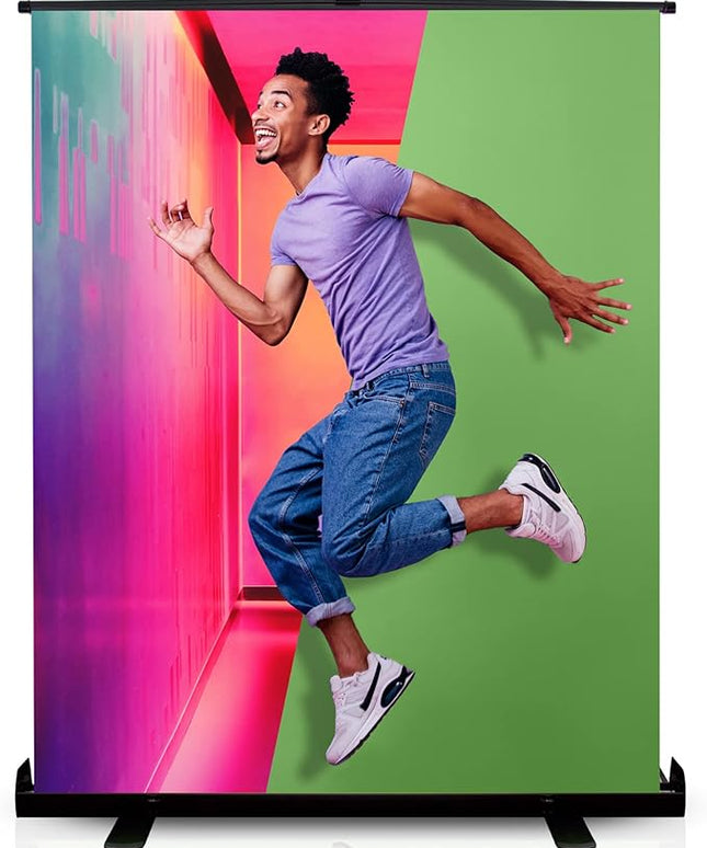 【Wider Style】 KHOMO Gear Green Screen 84 x 84 inch – Extra Large Pull Down Backdrop – Portable Collapsible Roll Down Projector Screen – Green Screen for Video, Streaming, and Photography