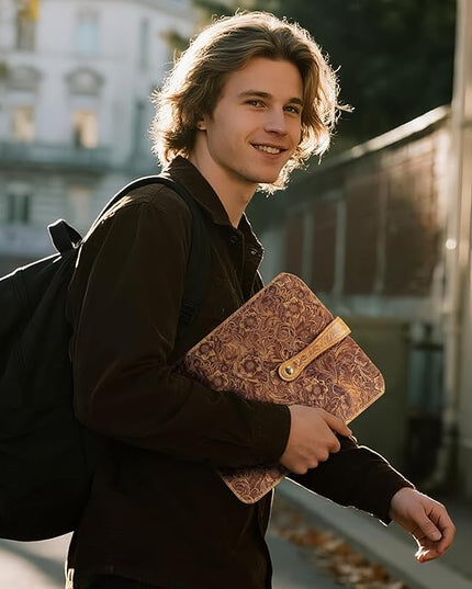 Genuine Leather Laptop Sleeve 13 Inch, Precisely Compatible with MacBook Pro M2 2022 M1 2020-2016 & Mac Air M3 2024 M2 2022 M1 2020,IPad Pro 12.9/Air13/,can be Placed with Magic Keyboard