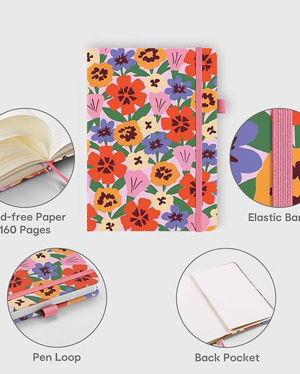 &And Per Se Lined Journal Notebook, 160 Pages, A5 5.7 x 8 inches College Ruled Thick Paper Notebook Journals for Writing, Hardcover Notebooks for Women Men Office School (Elegant Florals)