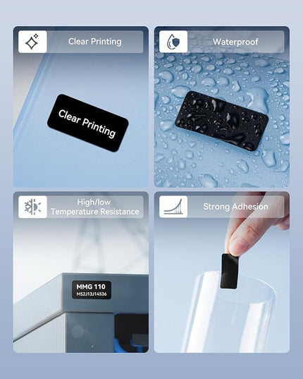 NIIMBOT B18/N1 Thermal Transfer Labels 0.55" x 1.18" (14x30mm), Only for B18/N1 Label Maker, PET Material, Waterproof and High-Temperature Resistance, Long Storage Time, Black