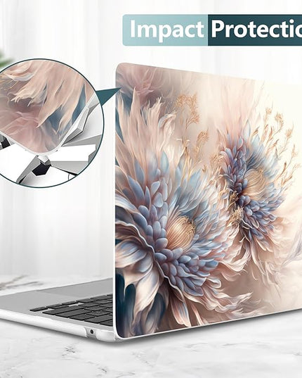 DONGKE for M4 MacBook Air 13.6 Inch Case 2025 2024 2023 2022 Model A3240 A3113 A2681 M3 M2 Chip, Plastic Hard Shell Case Cover with Touch ID for MacBook Air 13 Inch M4 - Beautiful Flower