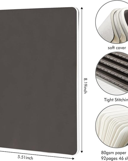 feela 16 Pack Soft Cover Journal Bulk, Lined Notebooks College Ruled for Work for Women Girl Writing, Blank Travel Journal Note Taking Notebook School Business Supplies, 8.2” x 5.5”, A5, Gray