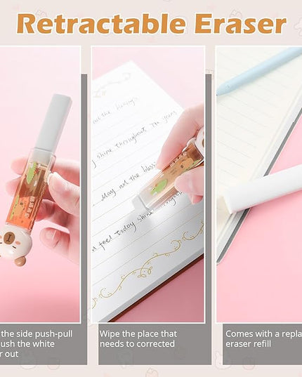 Kogcmeetl 7Pcs Cute Capybara Stationary Set Kawaii School Supplies Japanese Stationery, Includes Pencil Sharpener, Eraser, Correction Tape, Glue Tape, Sticky Notes, Ruler, for Office School Supplies
