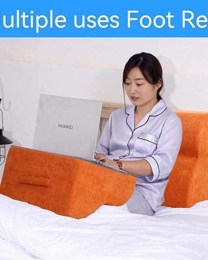 Foot Rest for Under Desk at Work.Multifunctional 3-Tier Foot Stool,with Washable Footrest.for Under Desk,Office Chair Gaming Chair & Sofa,Leg Elevation Pillow,Supports Posture (Orange)