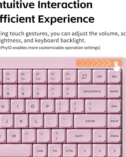 nuphy Node75 Wireless Mechanical Keyboard, 75% Hot Swappable Custom Low Profile Keyboard, 84 Keys Computer Gaming Keyboards, Supports Touch Gestures, PBT Keycaps, RGB Backlit, Bluetooth/2.4GHz/USB-C