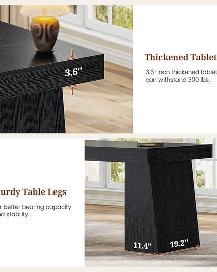 55.9 in Executive Desk with Power Outlets, Modern Home Office Desk with Storage Cabinet, Wood Computer Desk Business Workstation Desk Conference Table, Black (Storage Cabinet)