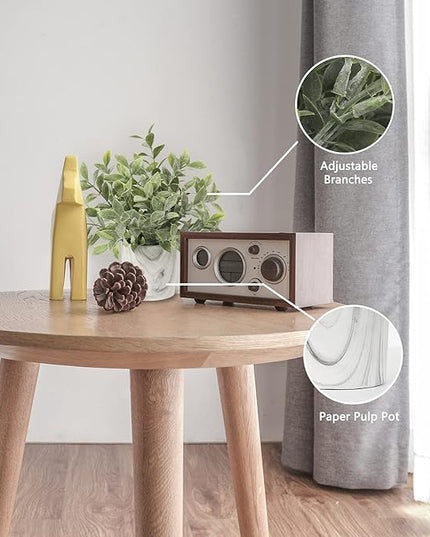 Hollyone Mini Artificial Potted Plants Fake Plants in Marble Pots, 1Pcs Plastic Eucalyptus Greenery Faux Plants for Home Office Desk Room Centerpiece Shelf Décor