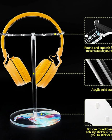 Clear Acrylic Headphone Stand for AirPods Max/Gaming Headsets (HyperX/Xbox) - Universal Holder for Bose, Beats & Wireless Headphones - Space-Saving Organizer (Color Eagle/Hawk)