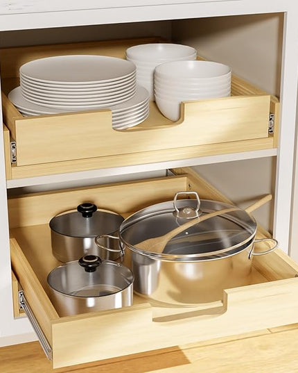 Grehitk Pullout Cabinet Organizer, 29''W×21''D×3''H Slide Out Shelves for Kitchen Cabinets, Pull out Drawers for Kitchen Cabinets, Pantry, Bathroom, & Storage Organization