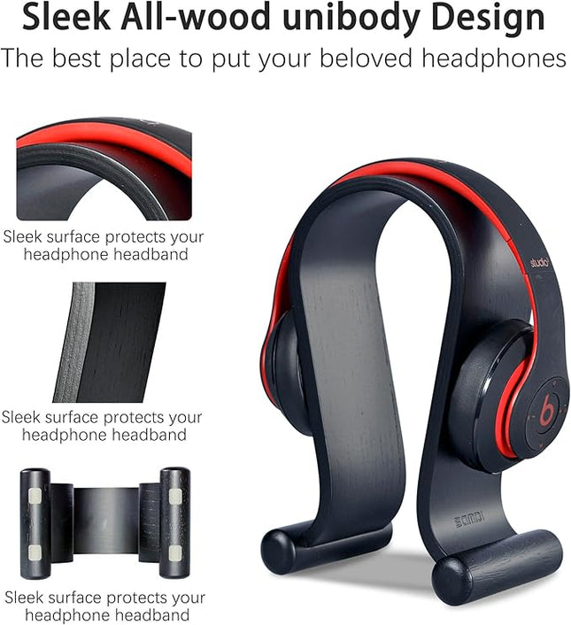 SAMDI Wood Headphone Stand Headset Stand Headphone Holder Universal Gaming Headset Holder - Oak Wood