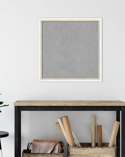 Amanti Art White Framed Magnetic Board 26x26 Medium Vision Board for use with Magnets, 100% Metal Sheet to Display Items as Office Decor or for Home Organization in mudroom, Kitchen or Kids Room