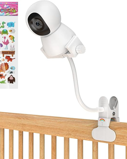 Baby Monitor Mount - Universal Adjustable Monitor Flex Stand for Hello Baby, Nanit Pro, Infant Optics, VTech & Most Baby Monitors - Detachable Arm Camera Clip Mount with Cute Stickers for Crib