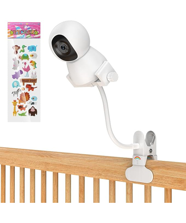 Baby Monitor Mount - Universal Adjustable Monitor Flex Stand for Hello Baby, Nanit Pro, Infant Optics, VTech & Most Baby Monitors - Detachable Arm Camera Clip Mount with Cute Stickers for Crib