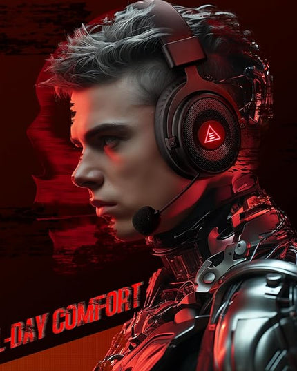 EKSA Wireless Gaming Headset for PC, USB Headphones with Retractable Microhpone, Surround‑Tuned, 20ms Ultra-Low Latency, 50Hr Battery, 2.4G Bluetooth Wired Computer Headset for PS4 PS5 Laptop