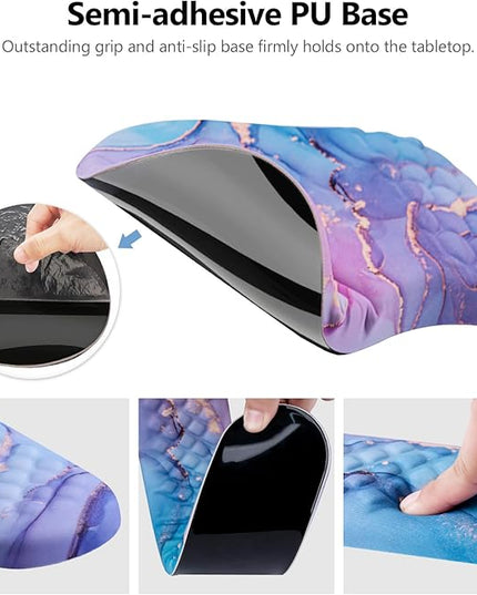 Mouse Pad Wrist Support, Laokiiy 2 in1 Keyboard Wrist Rest+ Ergonomic Mouse Pad, Non-Slip Wrist Rest for Computer Keyboard, Made Easy Typing & Relieve Wrist Pain(Blue Pink Marble)