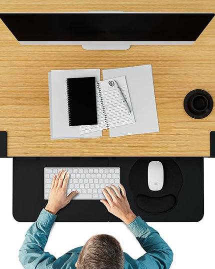 Desktop Keyboard Tray, Under Desk Pull Out, 26.77" X 11.81" Large Size Keyboard Tray with C-Clip Mount, Easy Installation, Computer Keyboard Stand, for Home Study and Office
