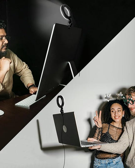 Ring Light Clip on Laptop Monitor, Webcam Light 10 Brightness Level Video Conference Lighting for Remote Working/Zoom Calls/Self Broadcasting/Live Streaming/Video Recording/TikTok