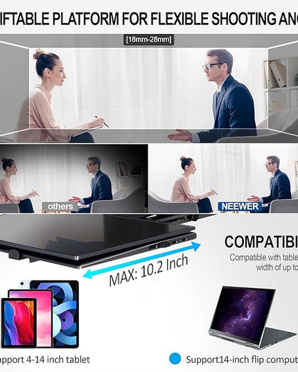 16-Inch Professional Teleprompter with Tempered Optical Glass, All-Metal Design, Remote Control & App Support, Works with Phones, Tablets, and Cameras