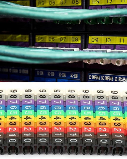 Clip-on String Wire Marking Boxed Plastic Digital Number Wire Label Tube Set Colorful Cable Marker (100PCS -2.5MM)