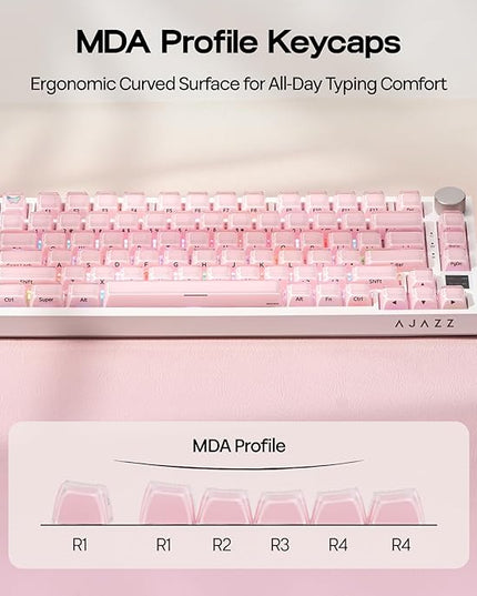 EPOMAKER Lusterfly Jelly Keycaps Set - 123 Keys Double-Shot Laser Engraved, MDA Profile, ABS+PC, Non-Shine-Through, MX-Compatible for 61/68/84/87/98/100/104-Key Mechanical Keyboard (Pink)