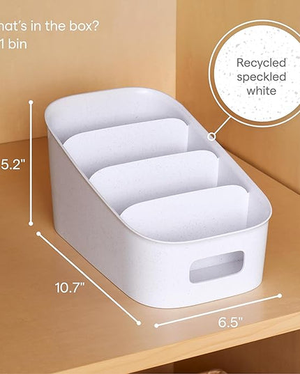 YouCopia ShelfBin Packet Organizer, 4-Tier Stairstep Raised Divided Bin, BPA-Free Storage Caddy for Kitchen Pantry and Cabinet Organization, Tea Bags, Medicine, and More