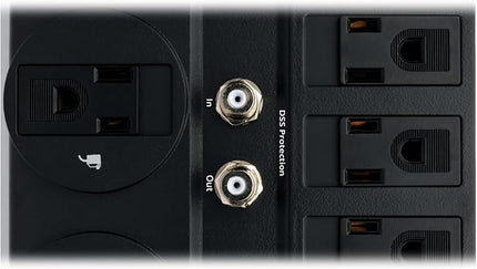 Eaton Tripp Lite TLP1208TELTV Home Theater Surge Protector Power Strip, 12 Outlets, Flat Plug 8ft Extension Cord, 2160 Joules| Coax and RJ11 Ports for Phone Land Line, TV, and WiFi Router Protection