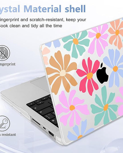 May Chen Case for MacBook Pro 14 inch, Models A2442 A2779 A2918 A2992 A3401 A3185 A3112 A3434, M1 M2 M3 M4 M5 Chip (2021-2025 Release), Plastic Hard Shell Case with Keyboard Cover, Groovy Flower