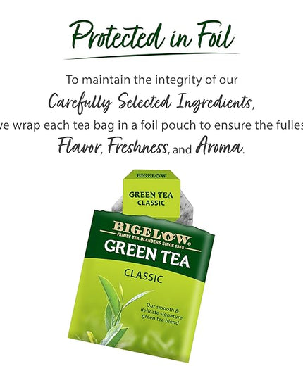 Bigelow Tea Classic Green Tea, Caffeinated Tea, 20 Count Box (Pack of 6), 120 Total Tea Bags