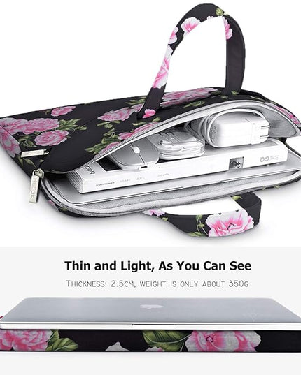 Laptop Shoulder Bag 13 13.3 14 Inch Case Compatible with MacBook Pro 14 2025-2021 M4/M3/M2/M1, Mac Air/pro 13-13.3 Inch and Most Popular 13-14 Notebooks,Spill-Resistant Briefcase,Peony